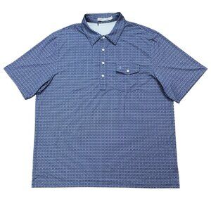 Criquet Polo Shirt Mens 2XL Short Sleeve Geometric Performance Stretch Blue